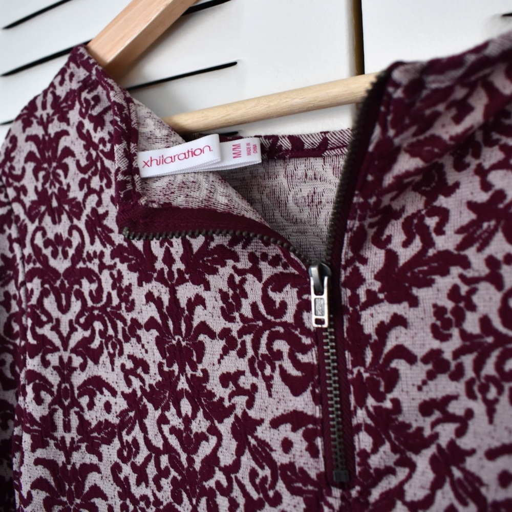 Xhilaration Fitted Patterned Dress | Maroon - Picture 7 of 8